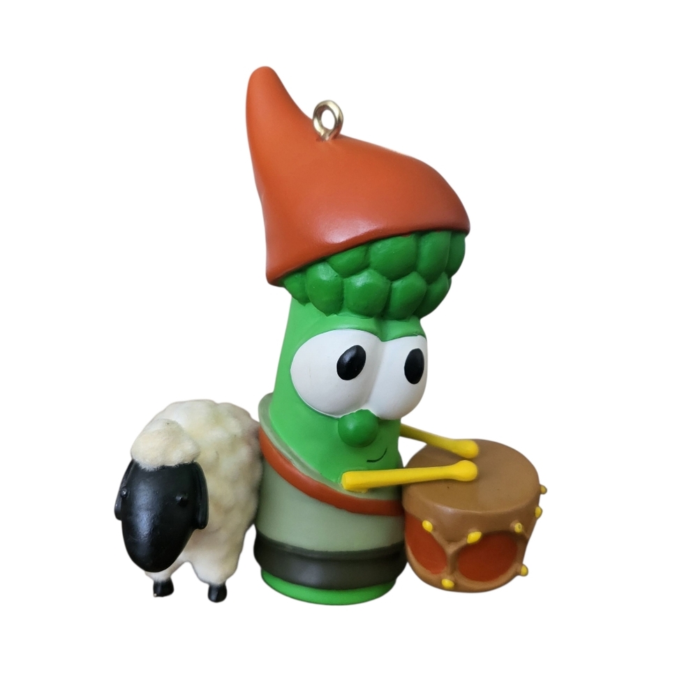 VeggieTales Junior Asparagus Drummer Boy Ornament Hallmark 2004